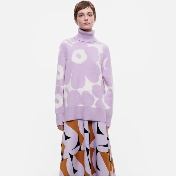 Marimekko Chic Lavender Patterned Sweater size large - Picture 2 of 5